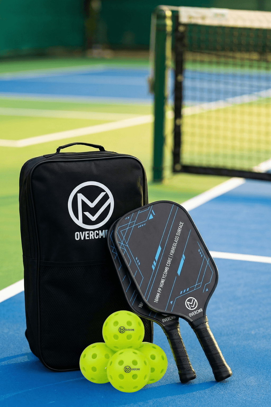 Fibreglass Pickleball Paddle Set for Beginners | 2 Paddles + 4 Balls | Overcmr India