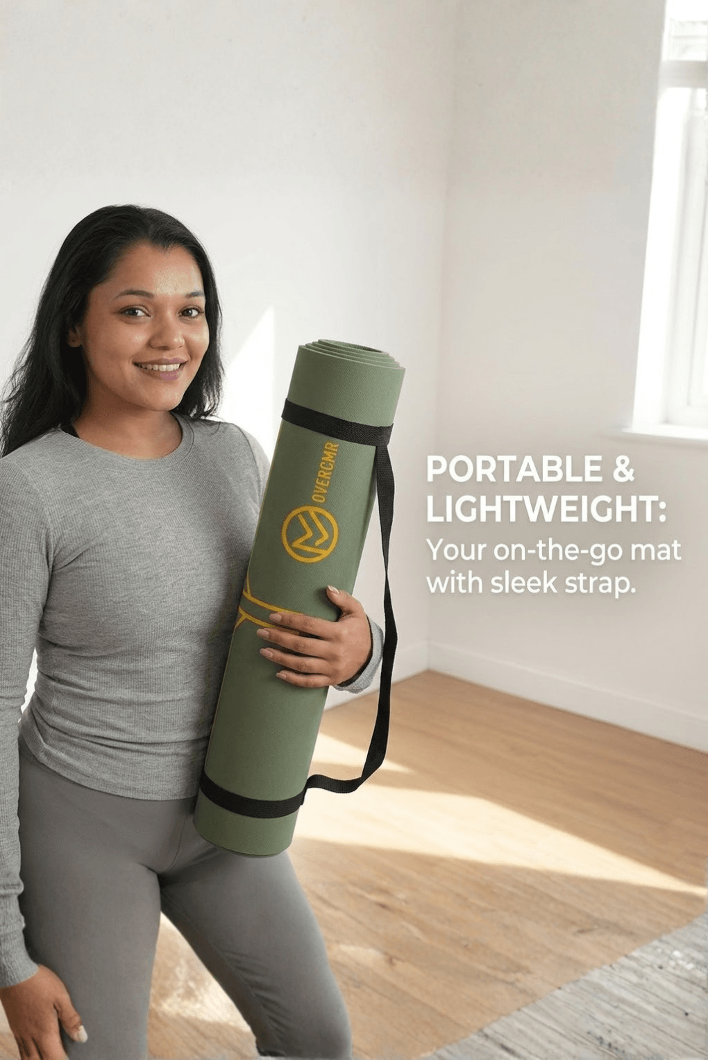 Body Alignment TPE Yoga Mat ( Olive Green ) - Image 2