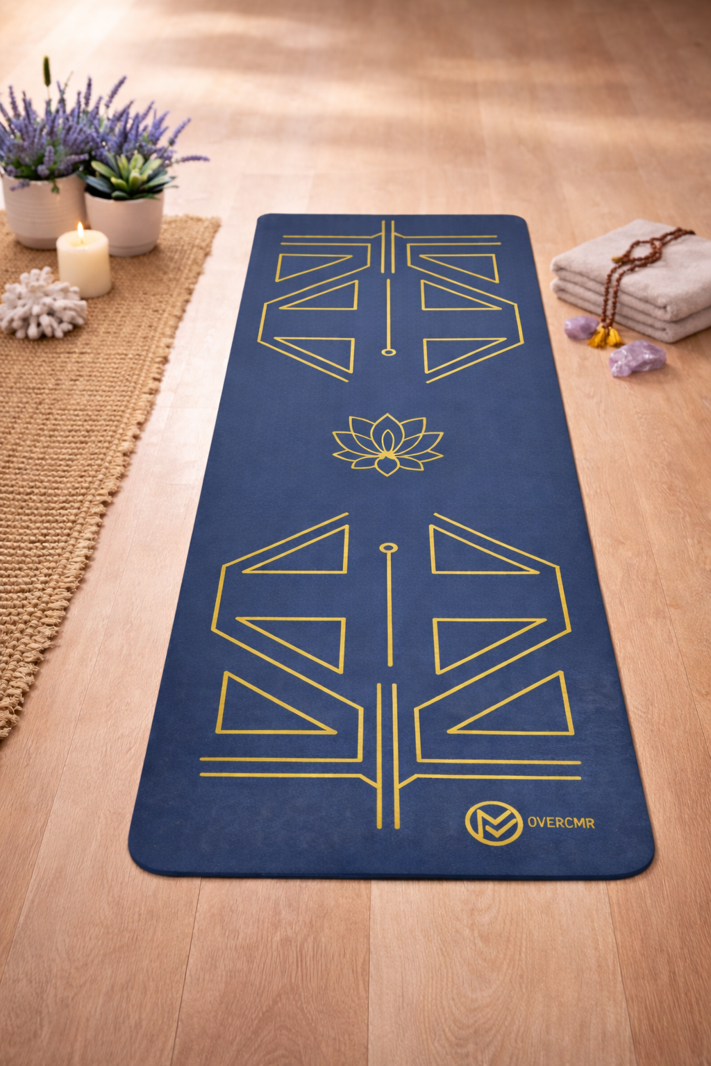 Body Alignment TPE Yoga Mat (Navy Blue)